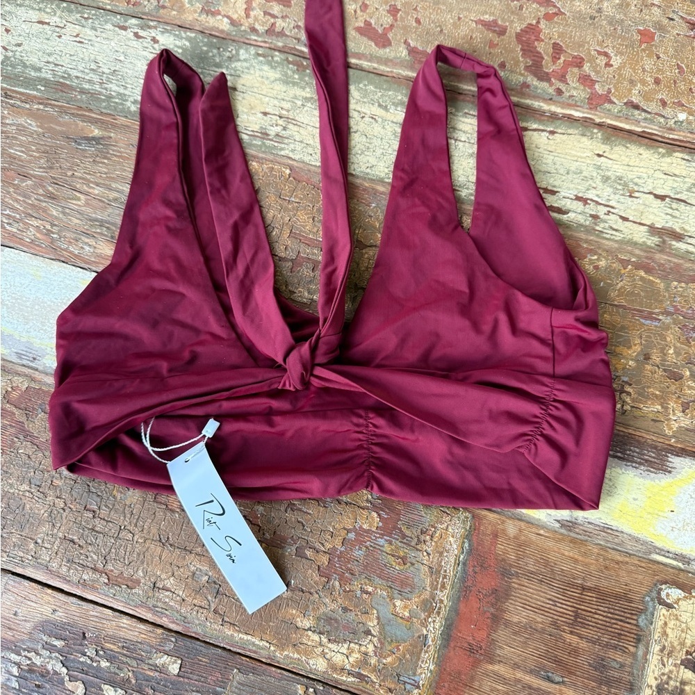 NWT Riot Swim Pico Merlot Burgundy Red Bikini Bathing Suit TOP | Size Large - Picture 6 of 6